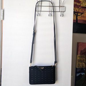 Victoria's Secret Black Velvet Cushion Plush Side crossBody Purse bag